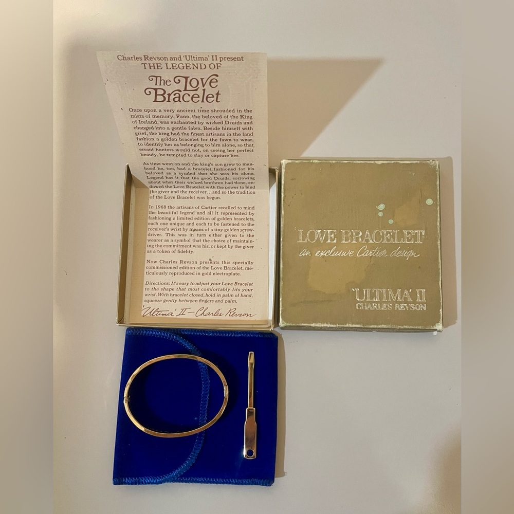 SOLD- Vintage 1970 Charles Revson Aldo Cipullo Cartier love gold plated bracelet